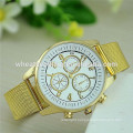 New design 3 dial alloy luxury men's gold watch